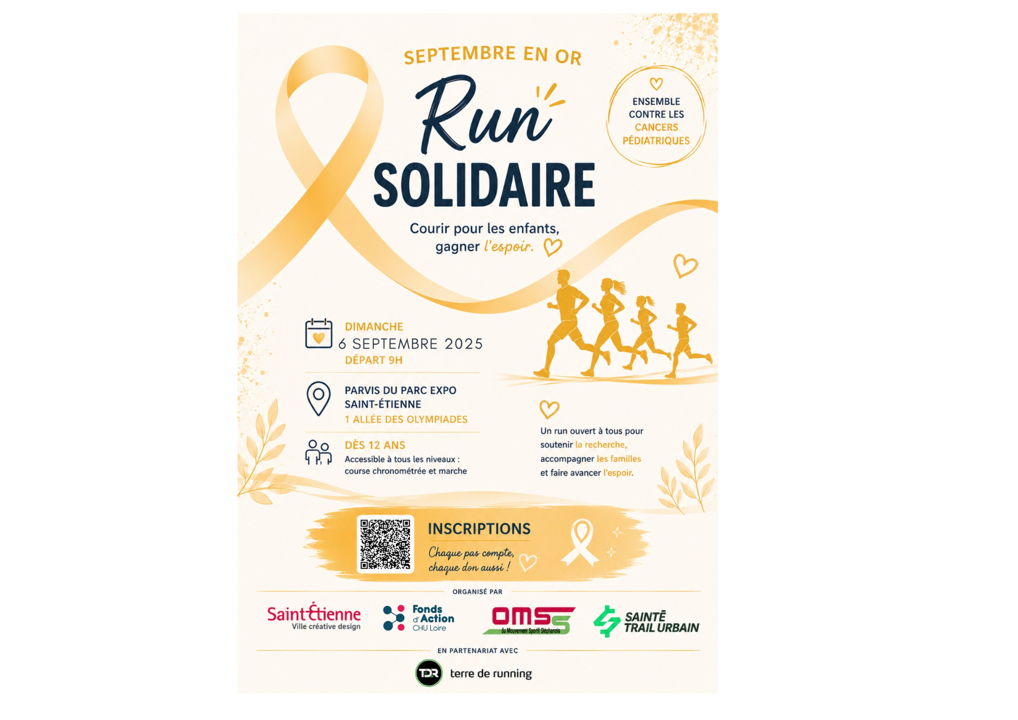 Une course au Profit des enfants atteints de Cancer - Rejoignez le mouvement pour Septembre en Or !